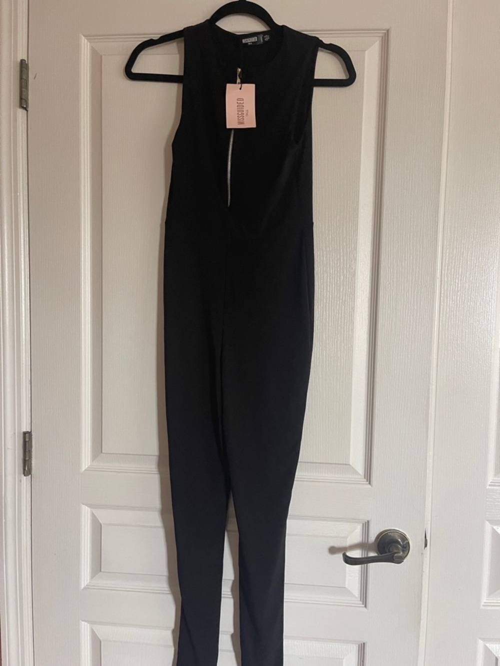 NWT Missguided Black Sleeveless Cropped Jumpsuit with Front Zip